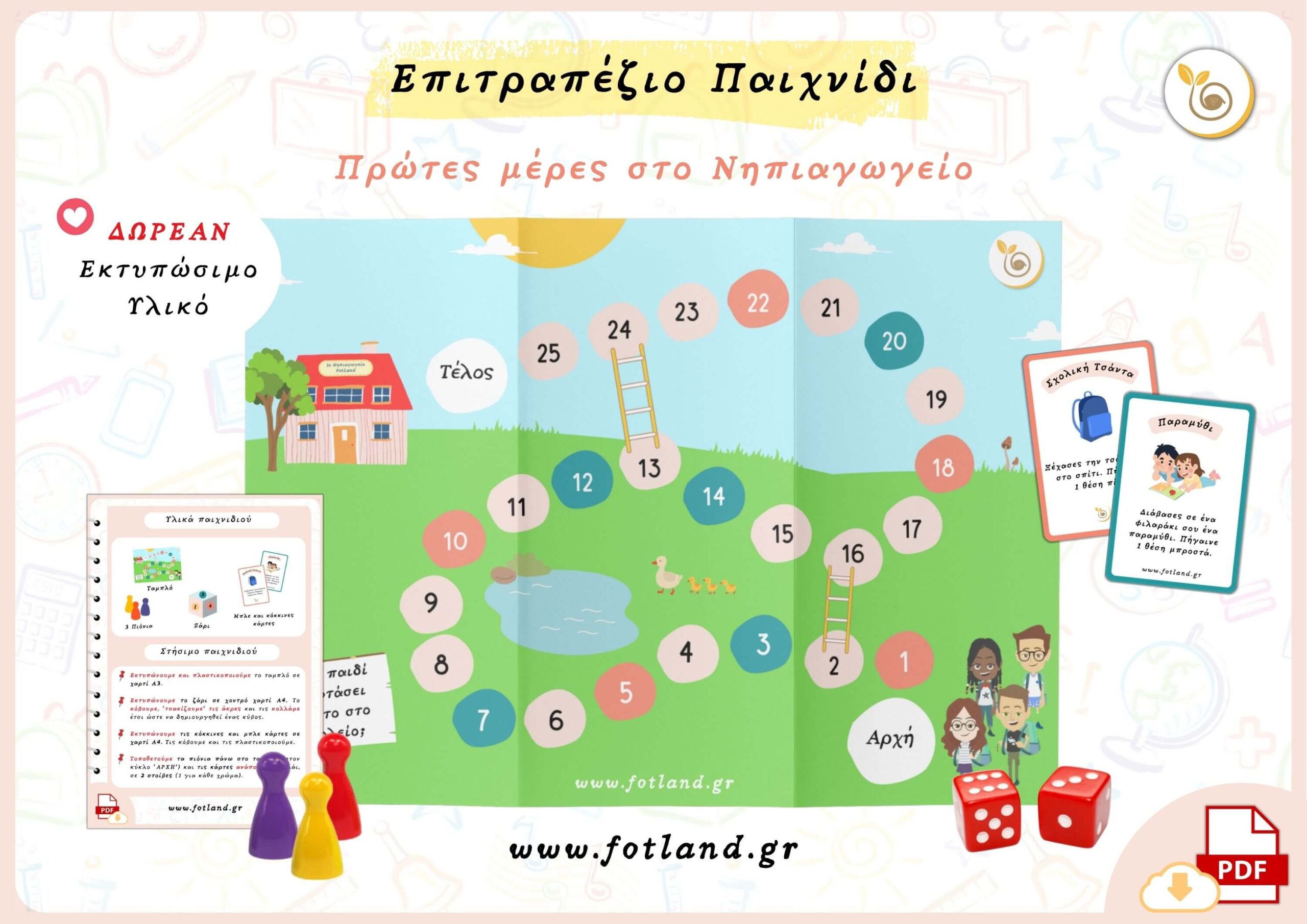 εκπαιδευτικό επιτραπέζιο παιχνίδι εκπαιδευτικό επιτραπέζιο παιχνίδι που δημιούργησα, το οποίο συνδυάζει το παιχνίδι με την εκπαίδευση και βοηθά τα παιδιά να μιλήσουν για τις πρώτες τους μέρες στο νηπιαγωγείο με έναν ευχάριστο και διαδραστικό τρόπο.
